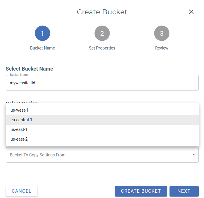 create a Wasabi bucket